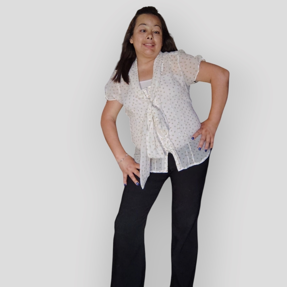 Denver Hayes Cream Polka Dot Blouse